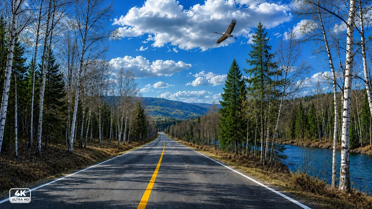 This Lonely Forest Road in Northeast China Feels Unreal | 68km No Traffic Lights 4K scenic drive