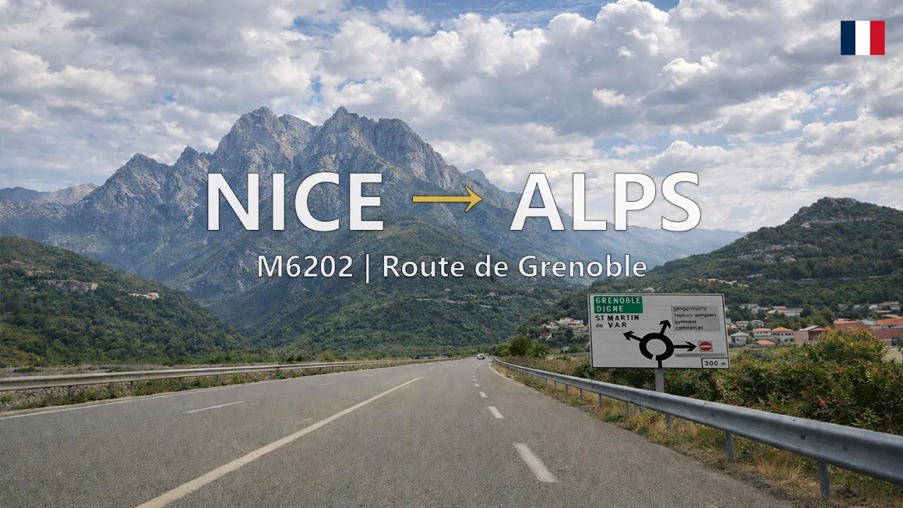 France Scenic Drive 4K | Sea to Mountains in One Drive | Nice → Plan-du-Var | Road Ambience scenic drive