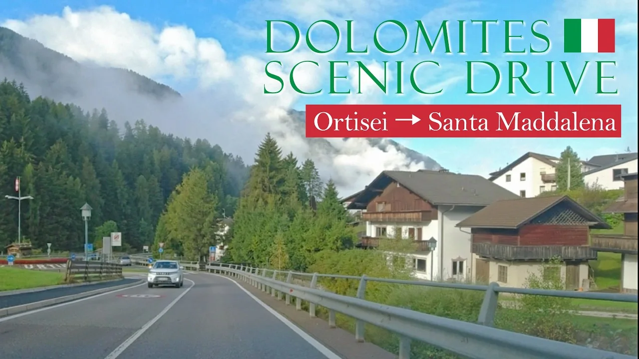 Ortisei to Santa Maddalena Drive | Morning Fog in the Dolomites, Alps (No Music) scenic drive