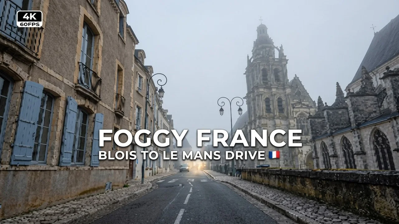 Driving Out of the Fog | Blois to Le Mans Scenic Drive 4K scenic drive