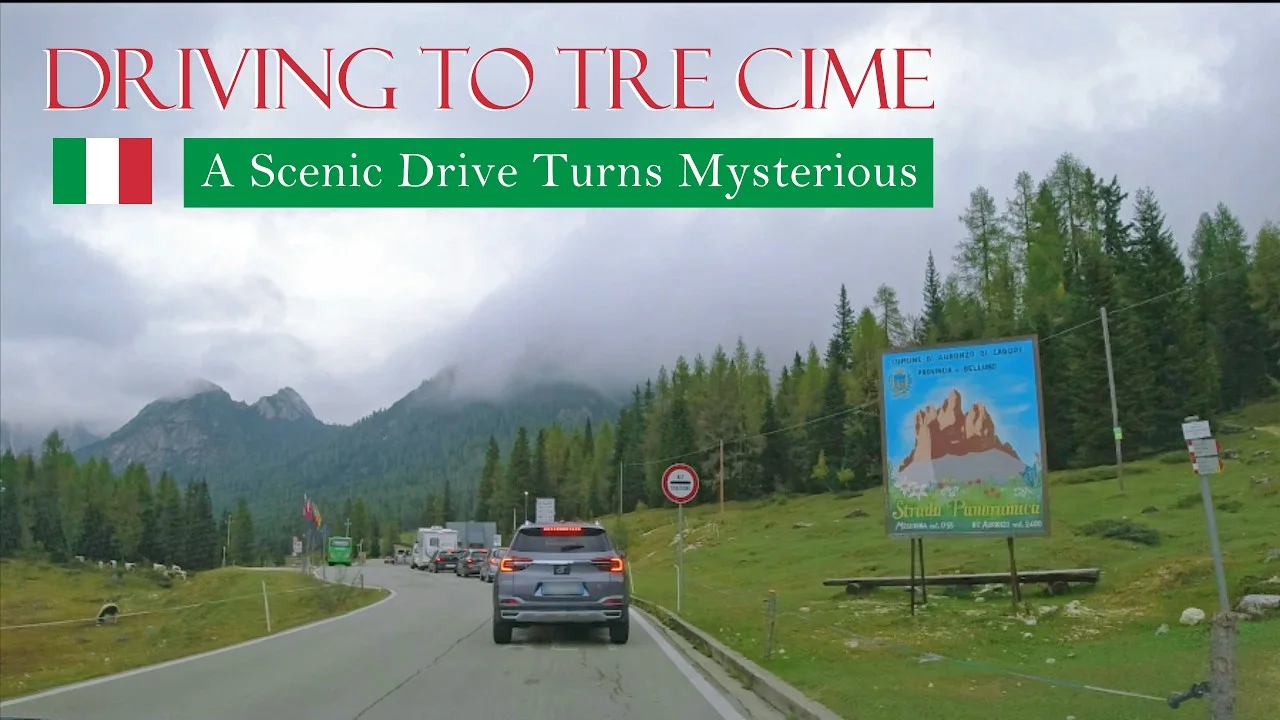 Driving to Tre Cime in Dense Fog – A Scenic Road That Vanished into White scenic drive