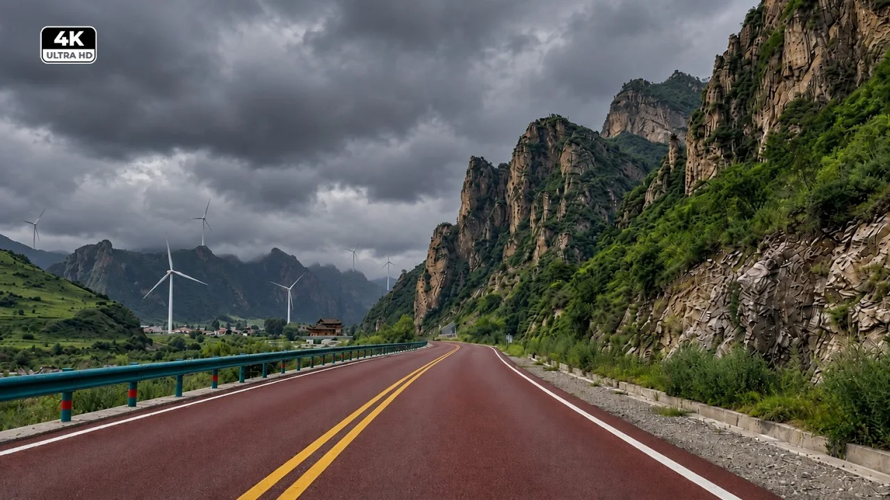 Driving Yudao Valley in Changing Weather 4K HDR - From China’s Mountains to the Open Plateau scenic drive