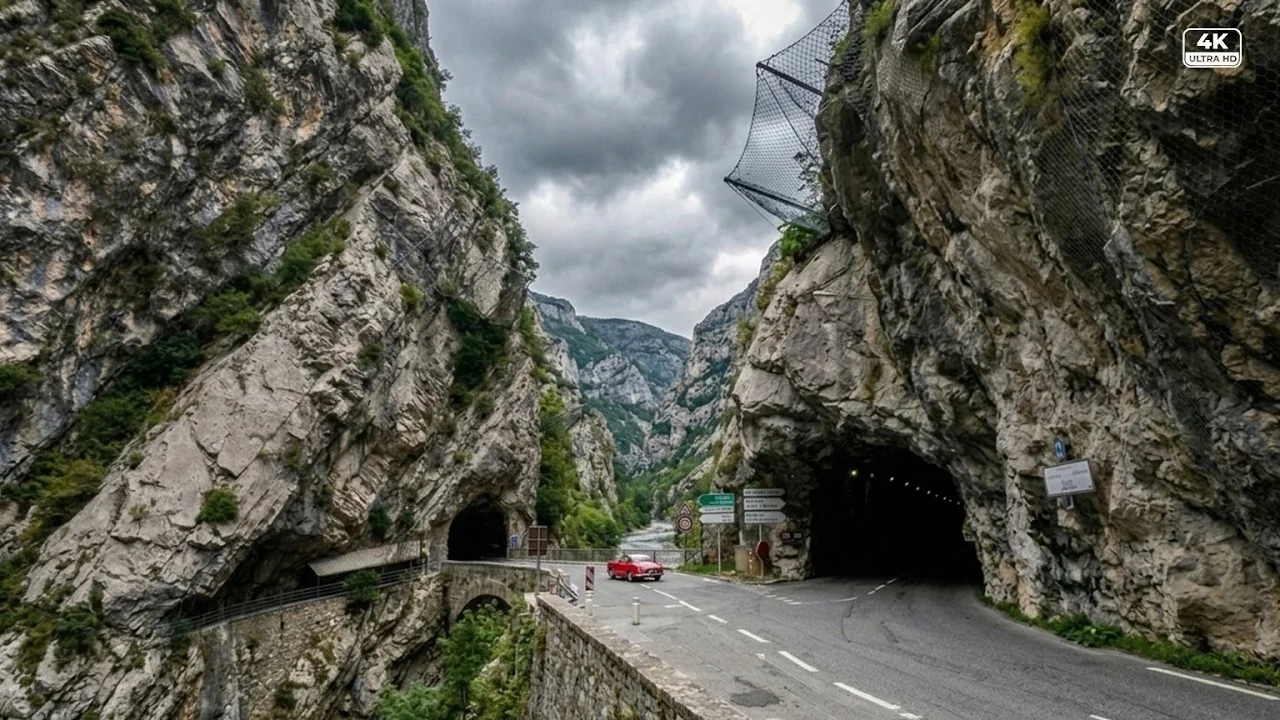France Scenic Drive 4K | Cliffside Tunnels to a Medieval Fortress (Var Valley | No Music) scenic drive