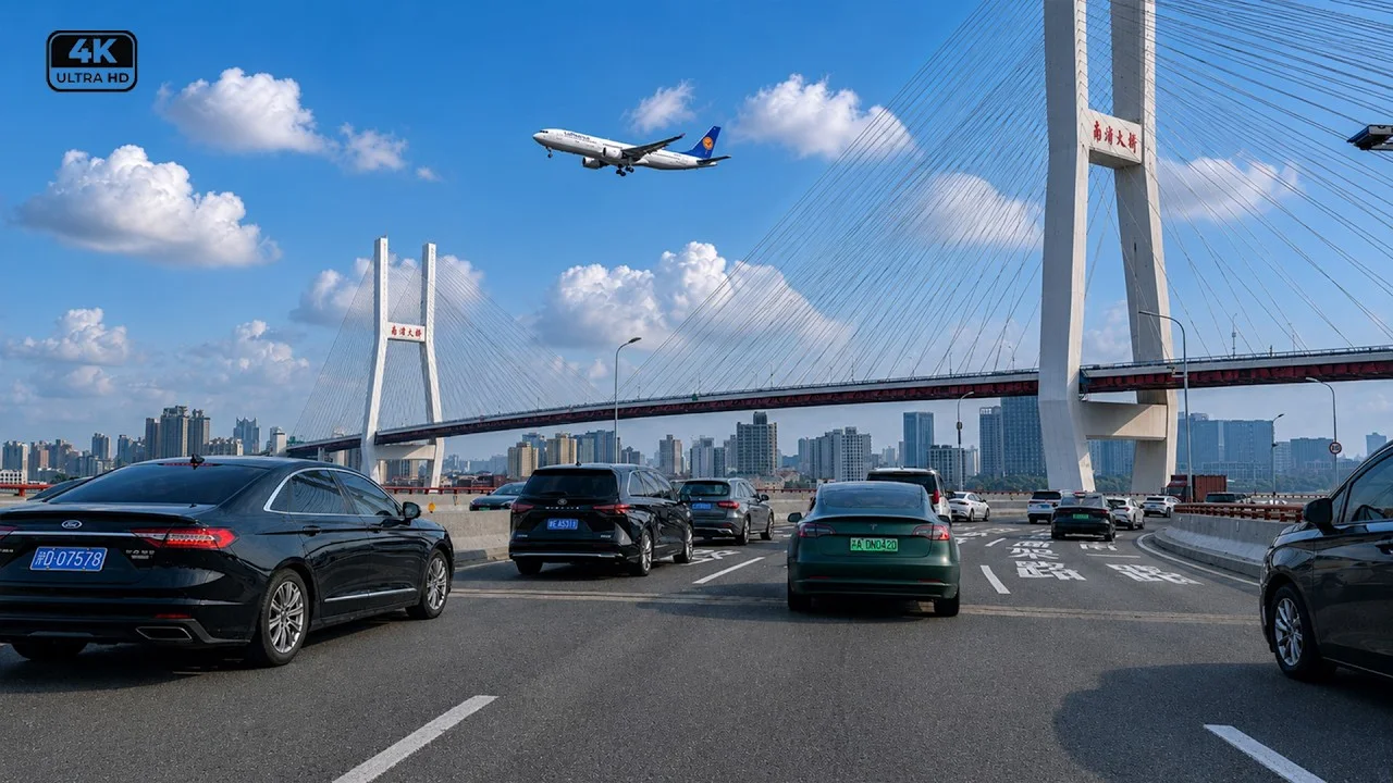 Across Shanghai in 4K | PVG to SHA Airport Drive Through China’s Megacity scenic drive