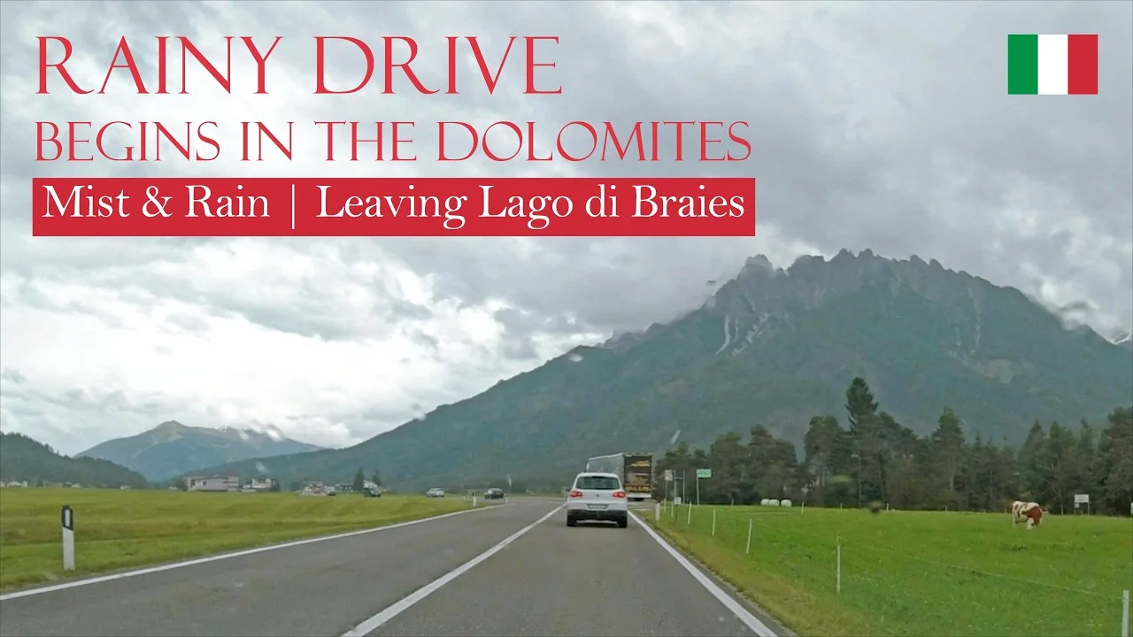 Rainy Drive from Lago di Braies to Cortina d’Ampezzo | Scenic Dolomites Journey | No Music scenic drive